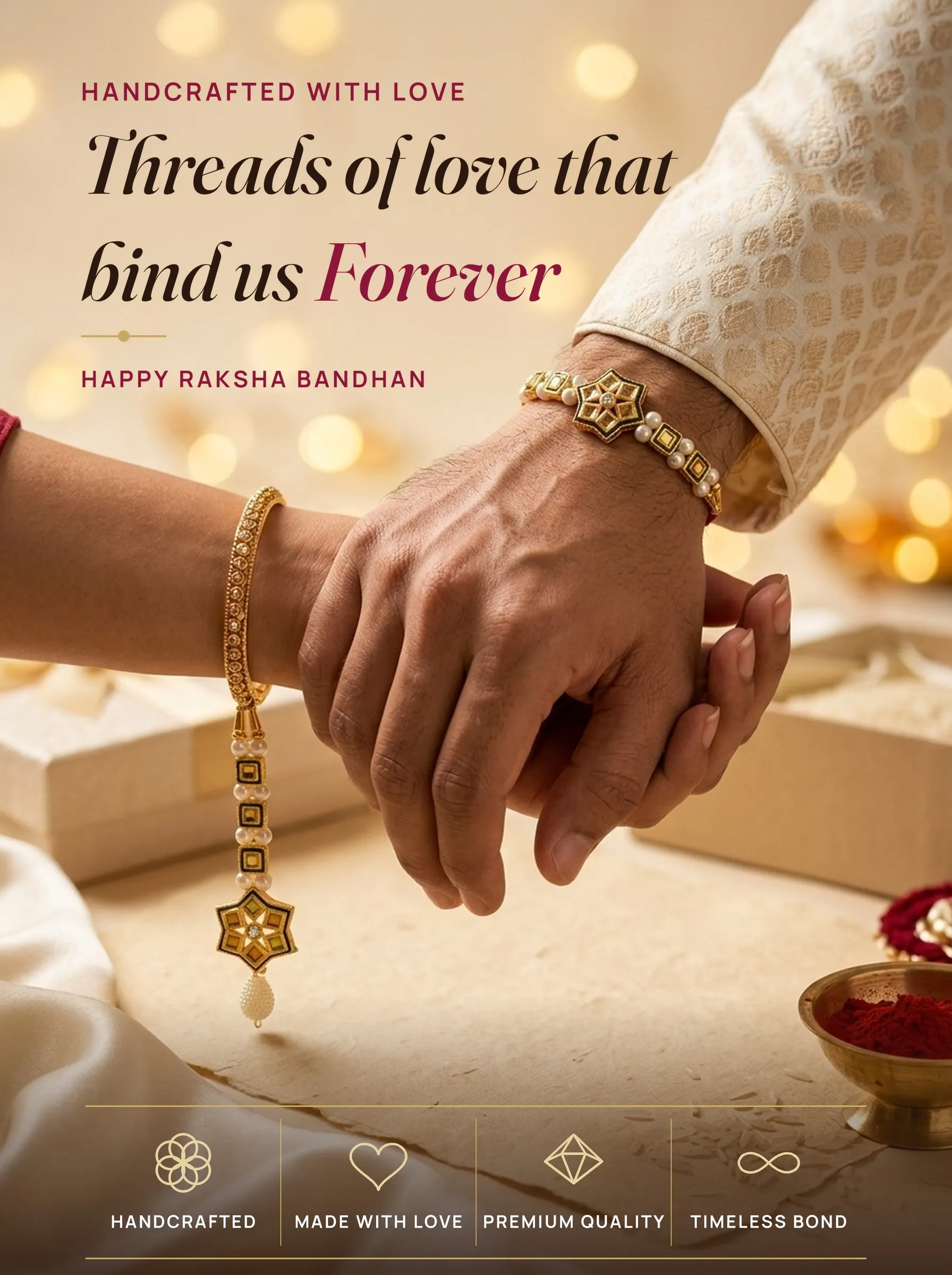 Kundan Star Bhaiya-Bhabhi Set – handmade Bhaiya-Bhabhi Set rakhi from Bikaner by Arihant Novelty