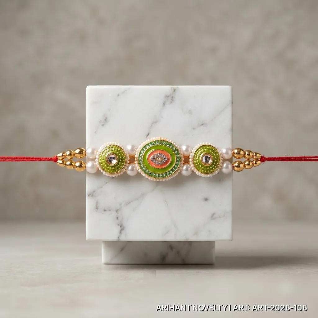 Green Kundan Oval Bhaiya-Bhabhi Set