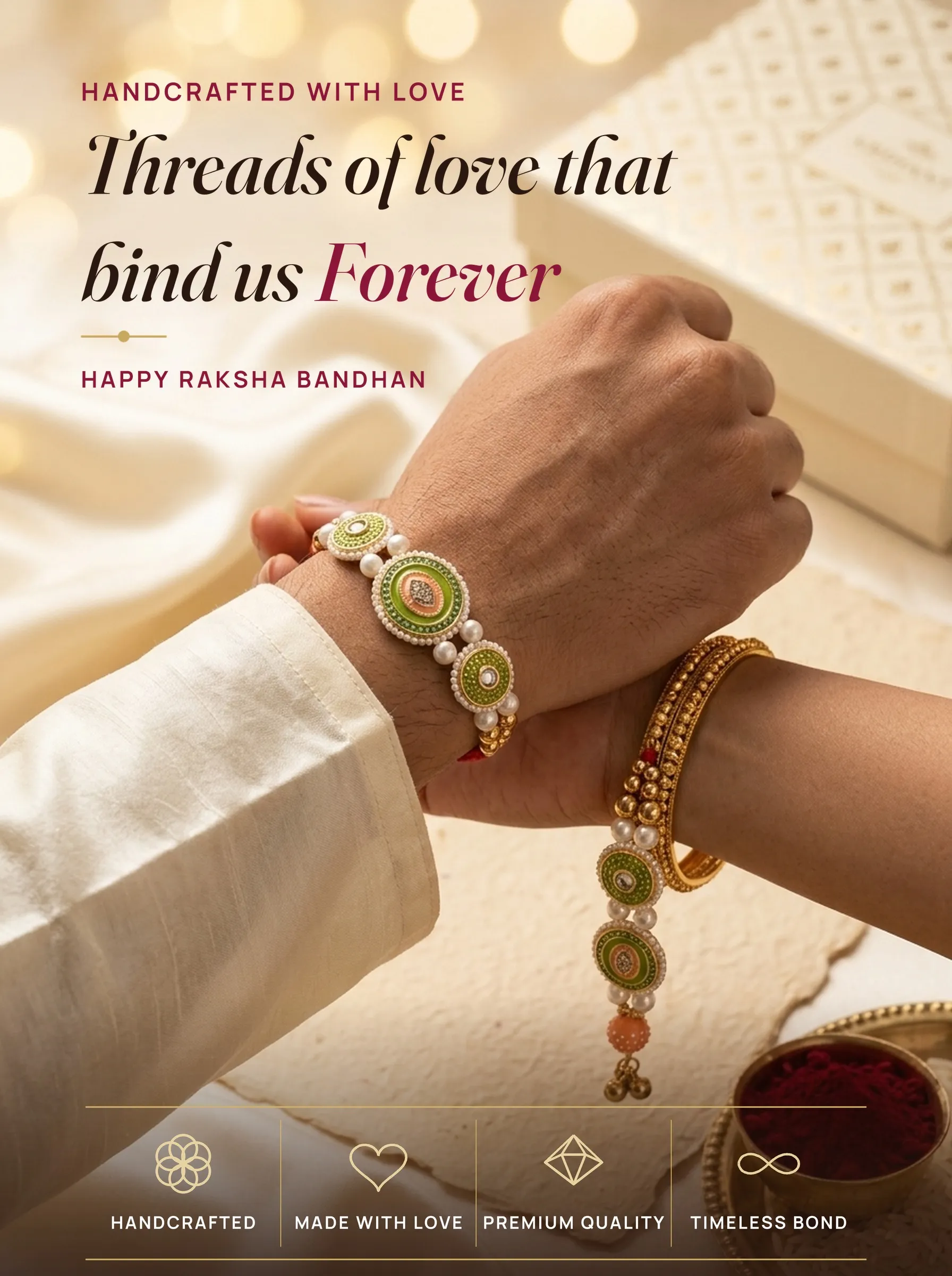 Green Kundan Oval Bhaiya-Bhabhi Set