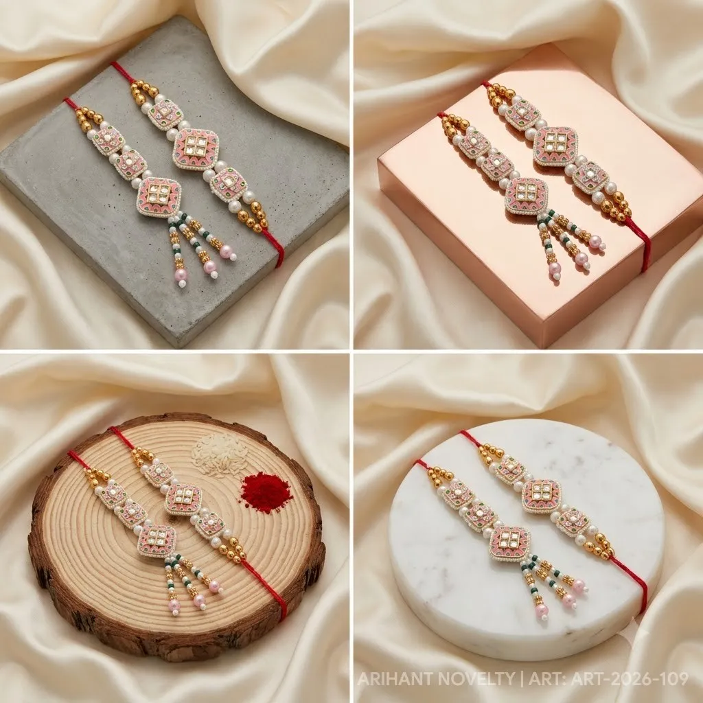 Pink Kundan Bhaiya-Bhabhi Set