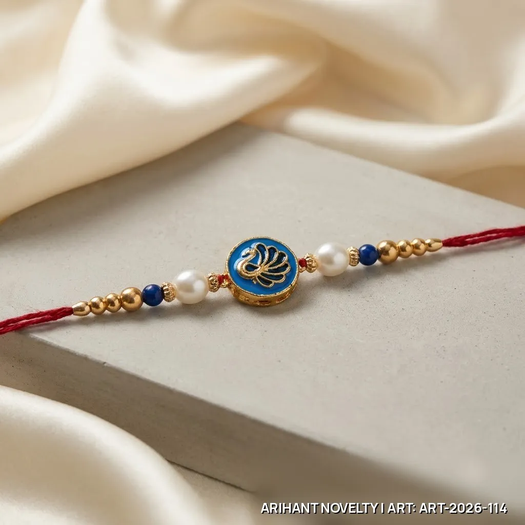 Blue Meenakari Swan Pearl Rakhi