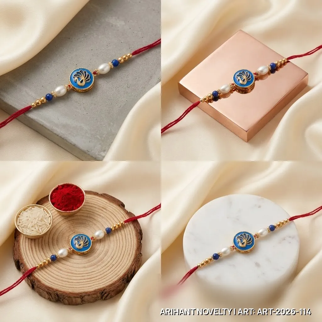 Blue Meenakari Swan Pearl Rakhi
