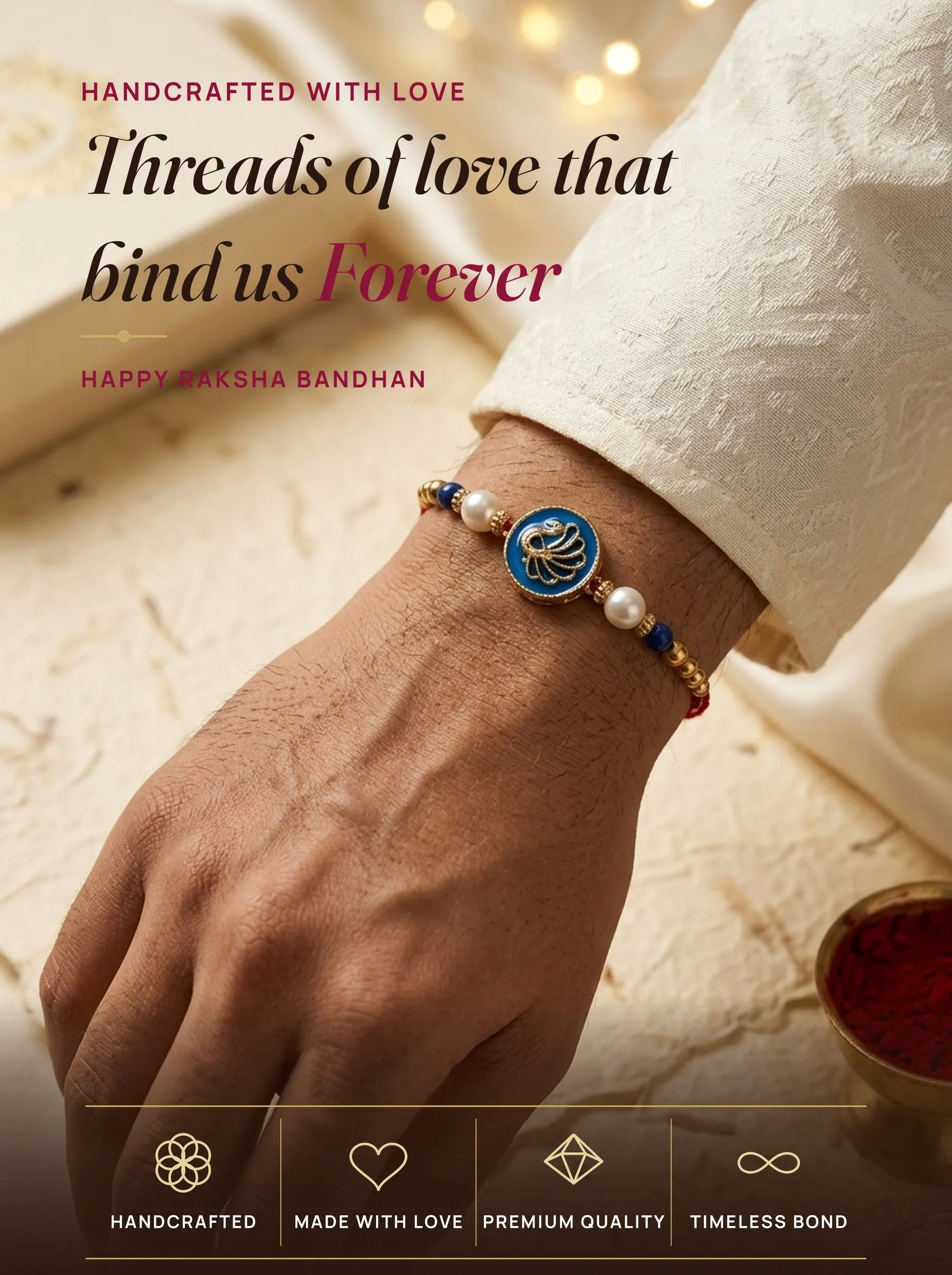 Blue Meenakari Swan Pearl Rakhi
