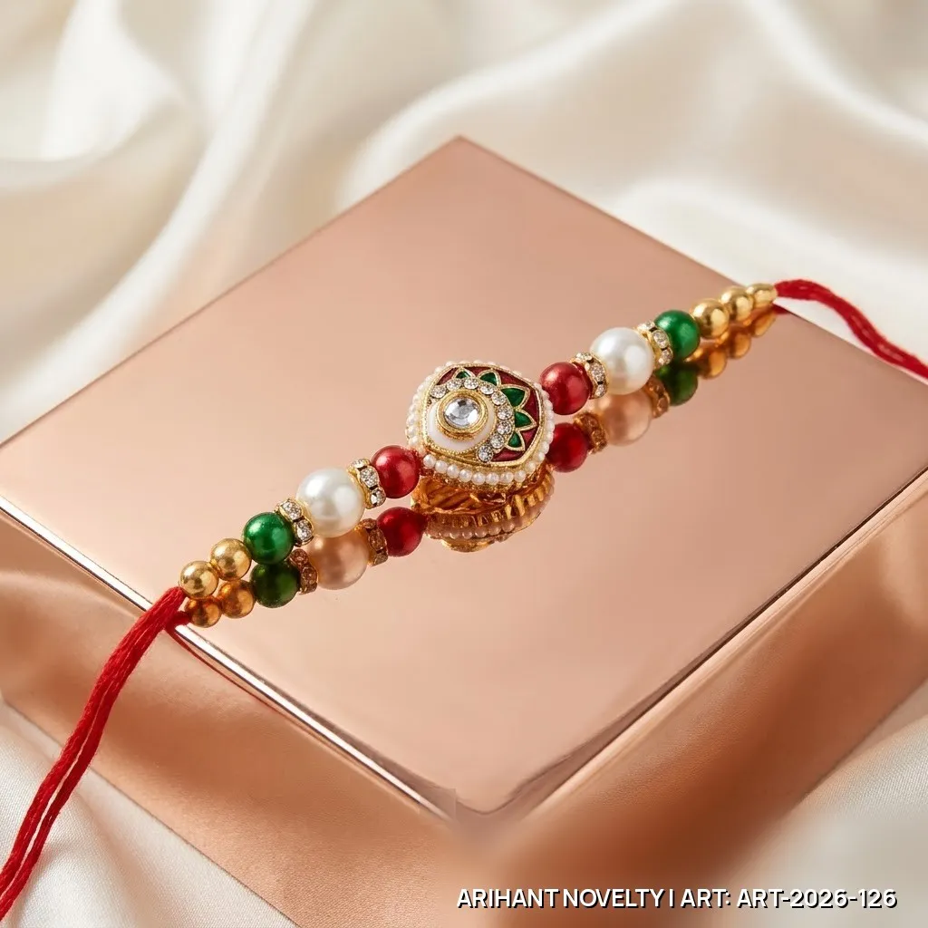 Red-Green Meenakari Shield Rakhi
