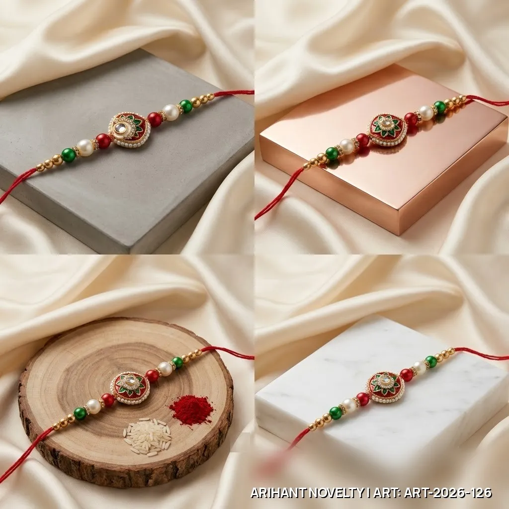Red-Green Meenakari Shield Rakhi