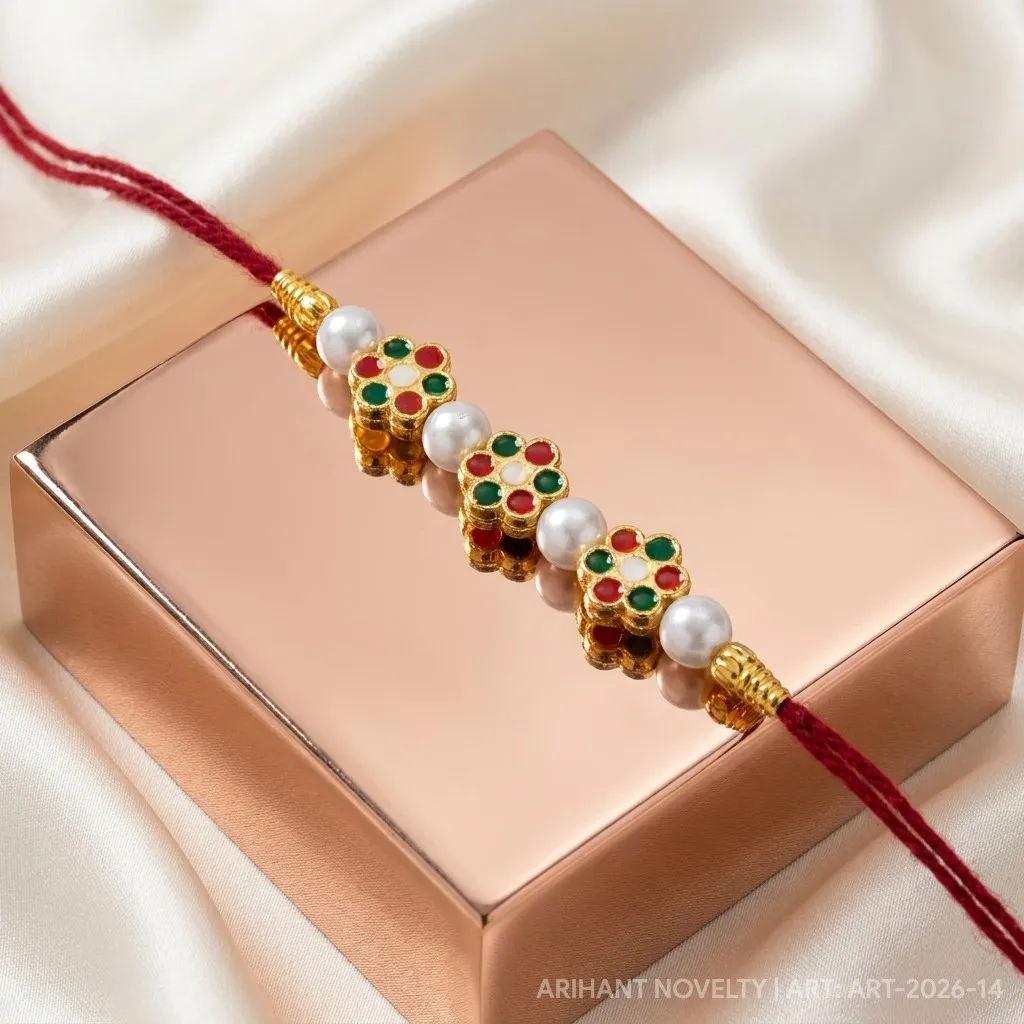 White Petal Meenakari Pearl view 2