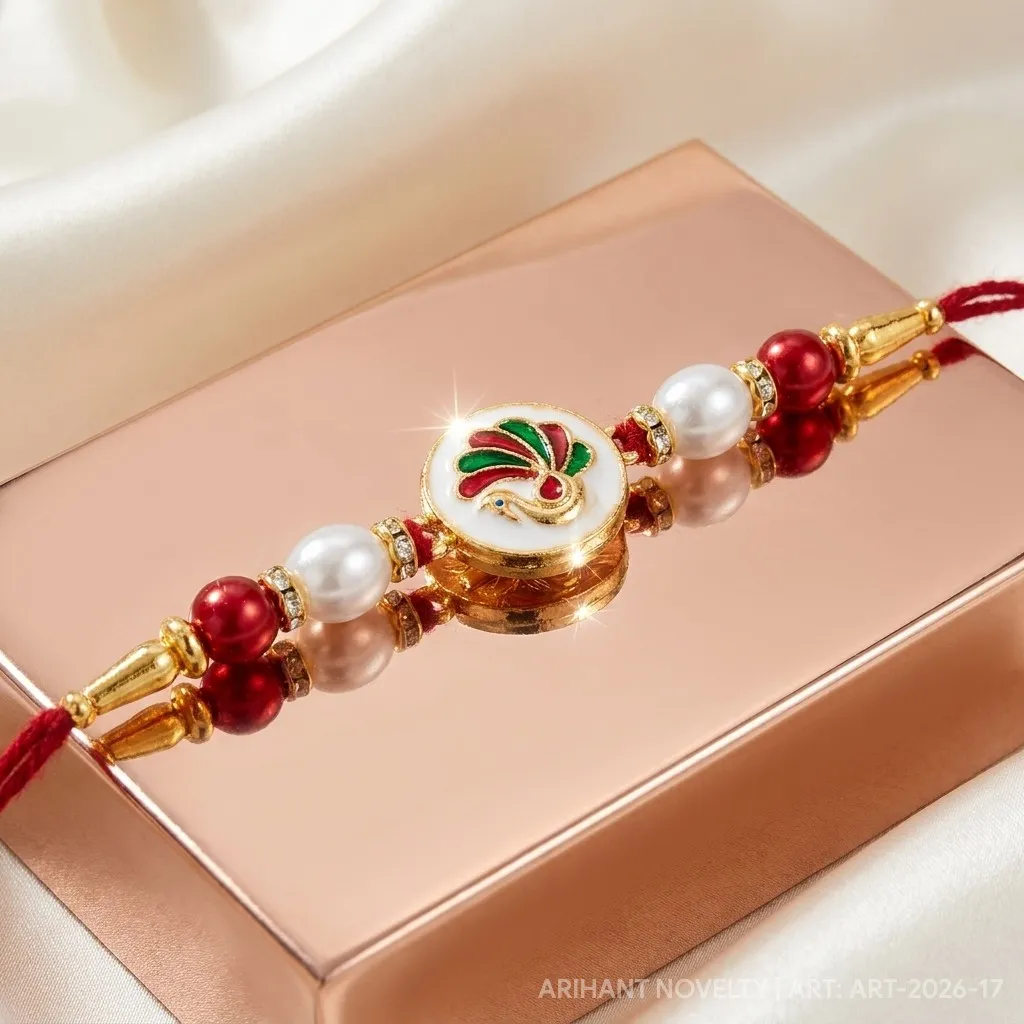 Sunburst CZ Pearl Rakhi view 2