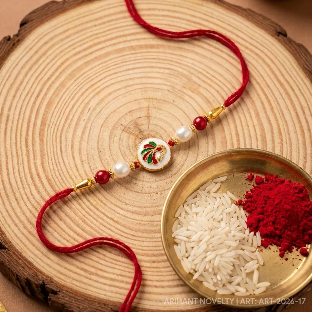 Sunburst CZ Pearl Rakhi view 3