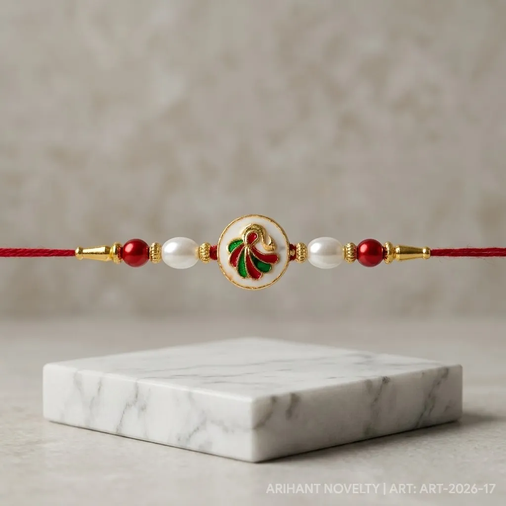 Sunburst CZ Pearl Rakhi view 4