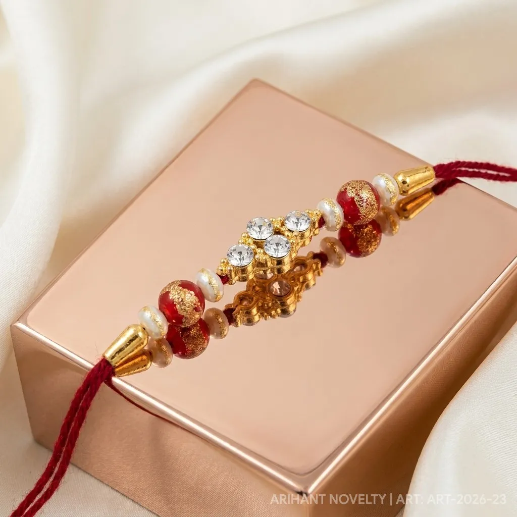 Indigo Petal Disc Pearl Rakhi view 2