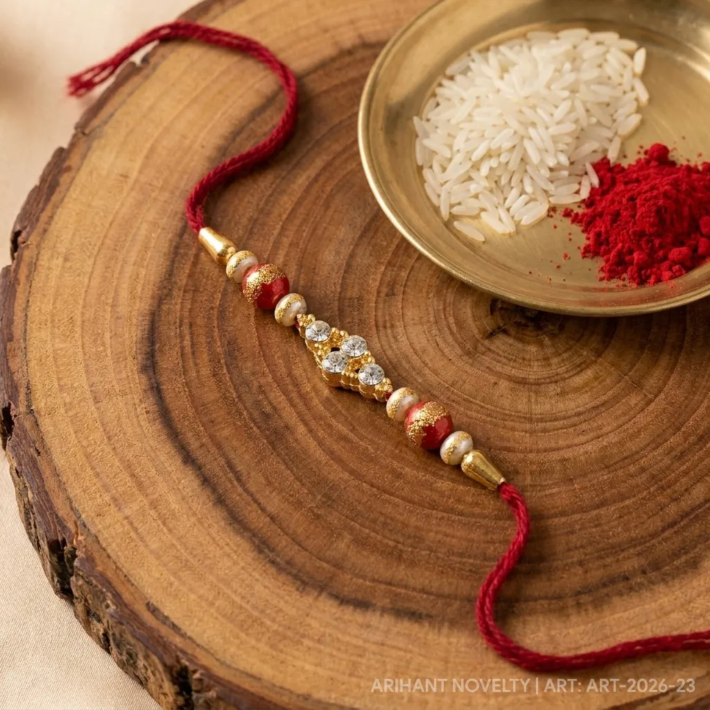 Indigo Petal Disc Pearl Rakhi view 3