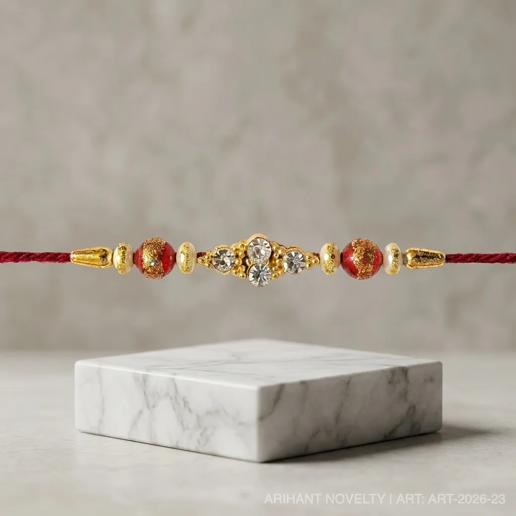 Indigo Petal Disc Pearl Rakhi view 4