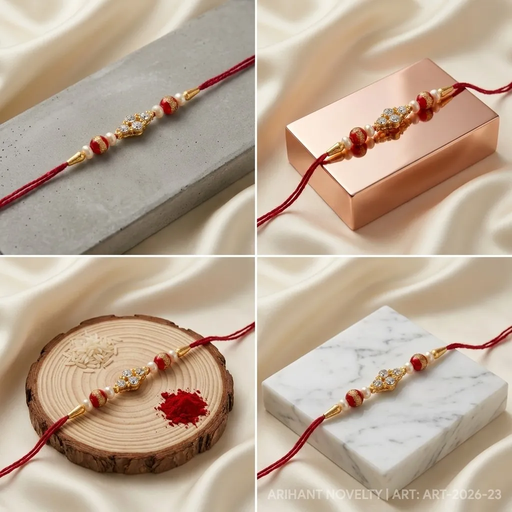 Indigo Petal Disc Pearl Rakhi view 5