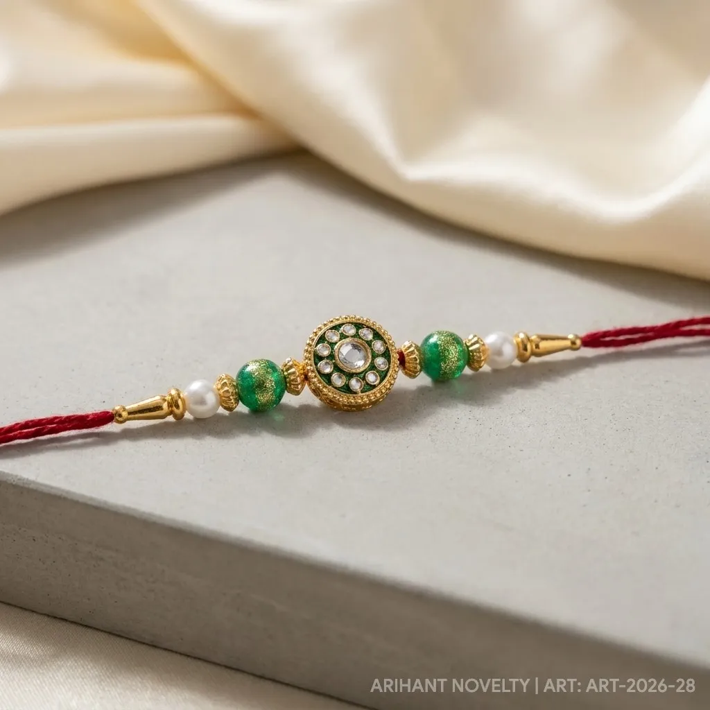 Red Meenakari Bead Rakhi – handmade Meenakari rakhi from Bikaner by Arihant Novelty