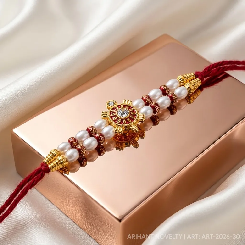 Turtle Charm Pearl Rakhi view 2