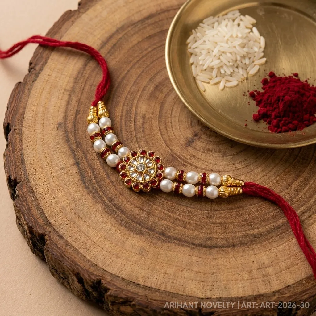 Turtle Charm Pearl Rakhi view 3