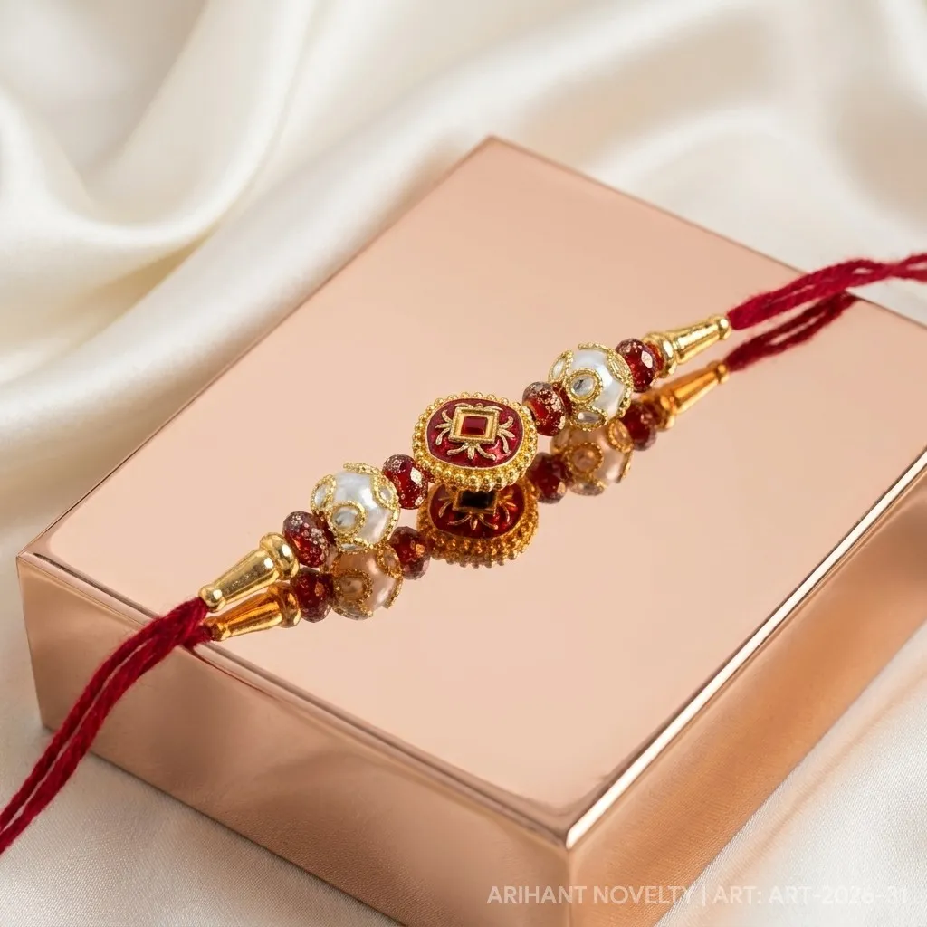 Emerald Shimmer Bead Rakhi view 2