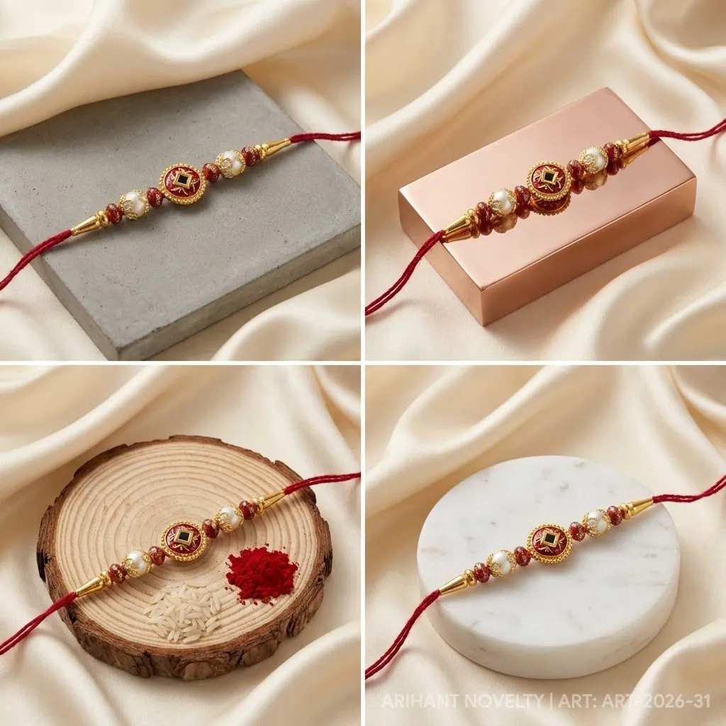 Emerald Shimmer Bead Rakhi view 5