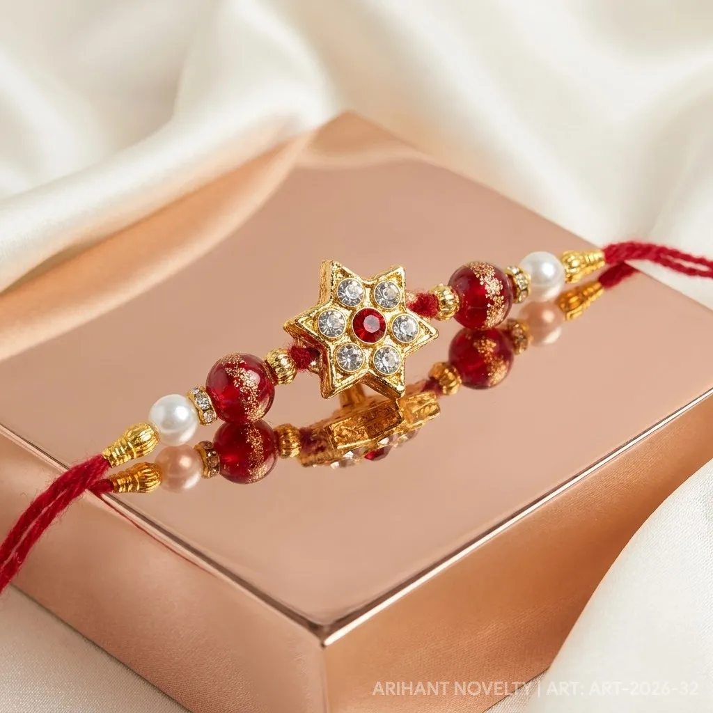 CZ Star Pearl Rakhi view 2