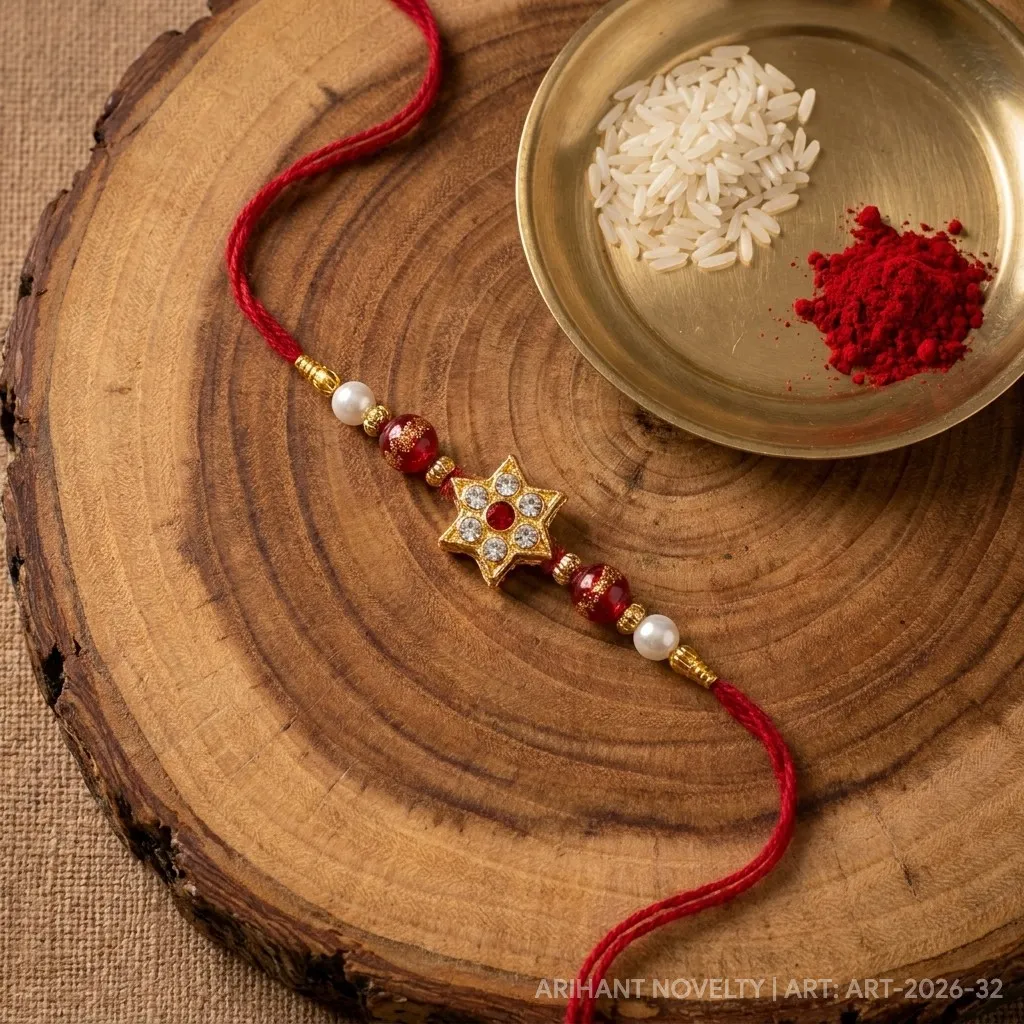 CZ Star Pearl Rakhi view 3