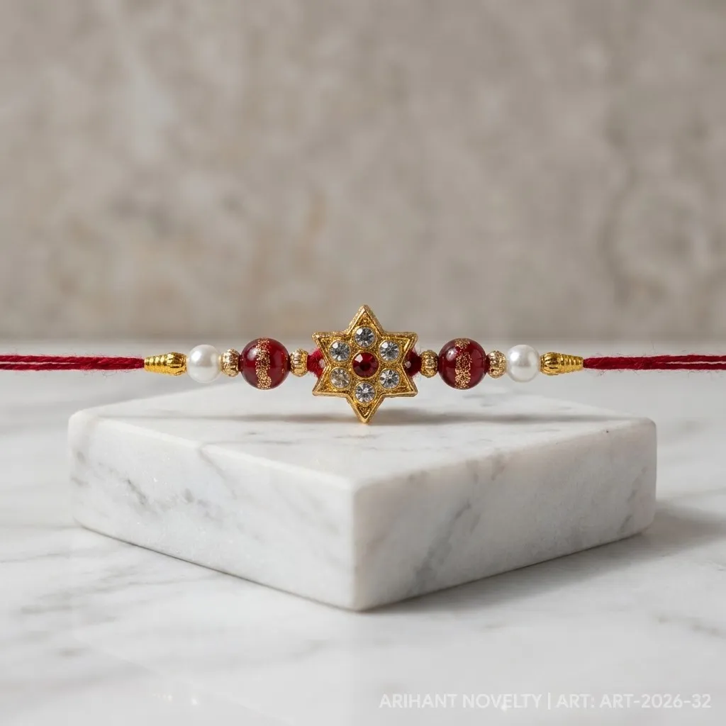 CZ Star Pearl Rakhi view 4