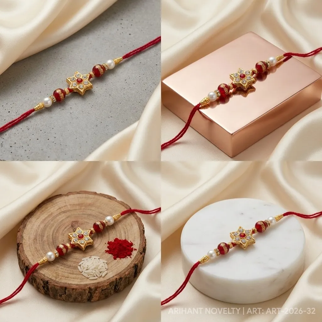 CZ Star Pearl Rakhi view 5
