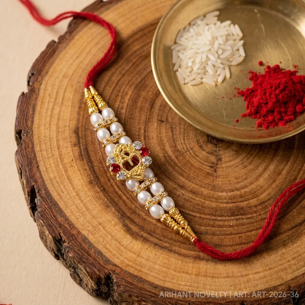 OM Symbol Pearl Rakhi view 3