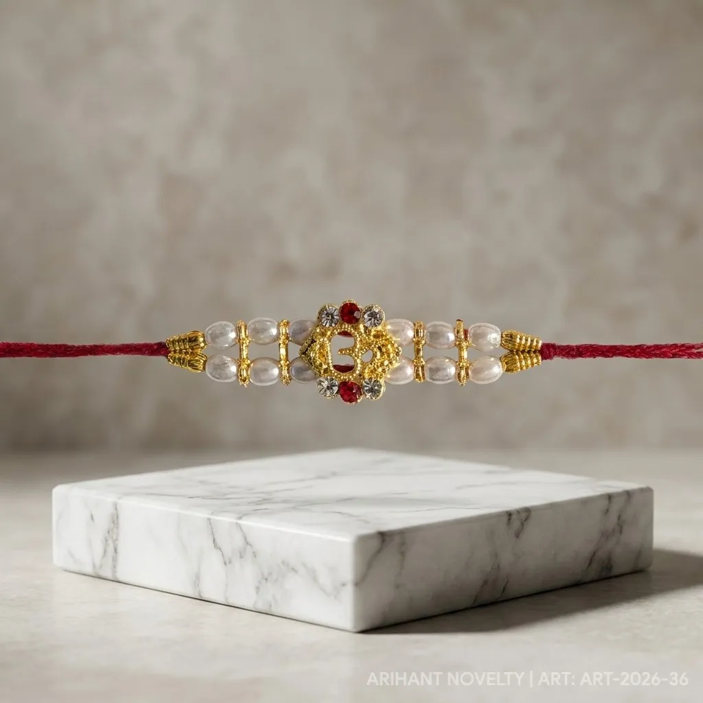 OM Symbol Pearl Rakhi view 4