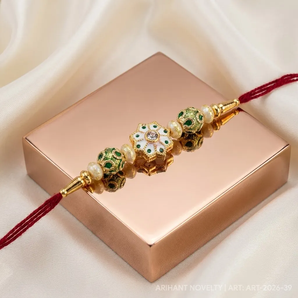 Green Shimmer Star Bead Rakhi view 2