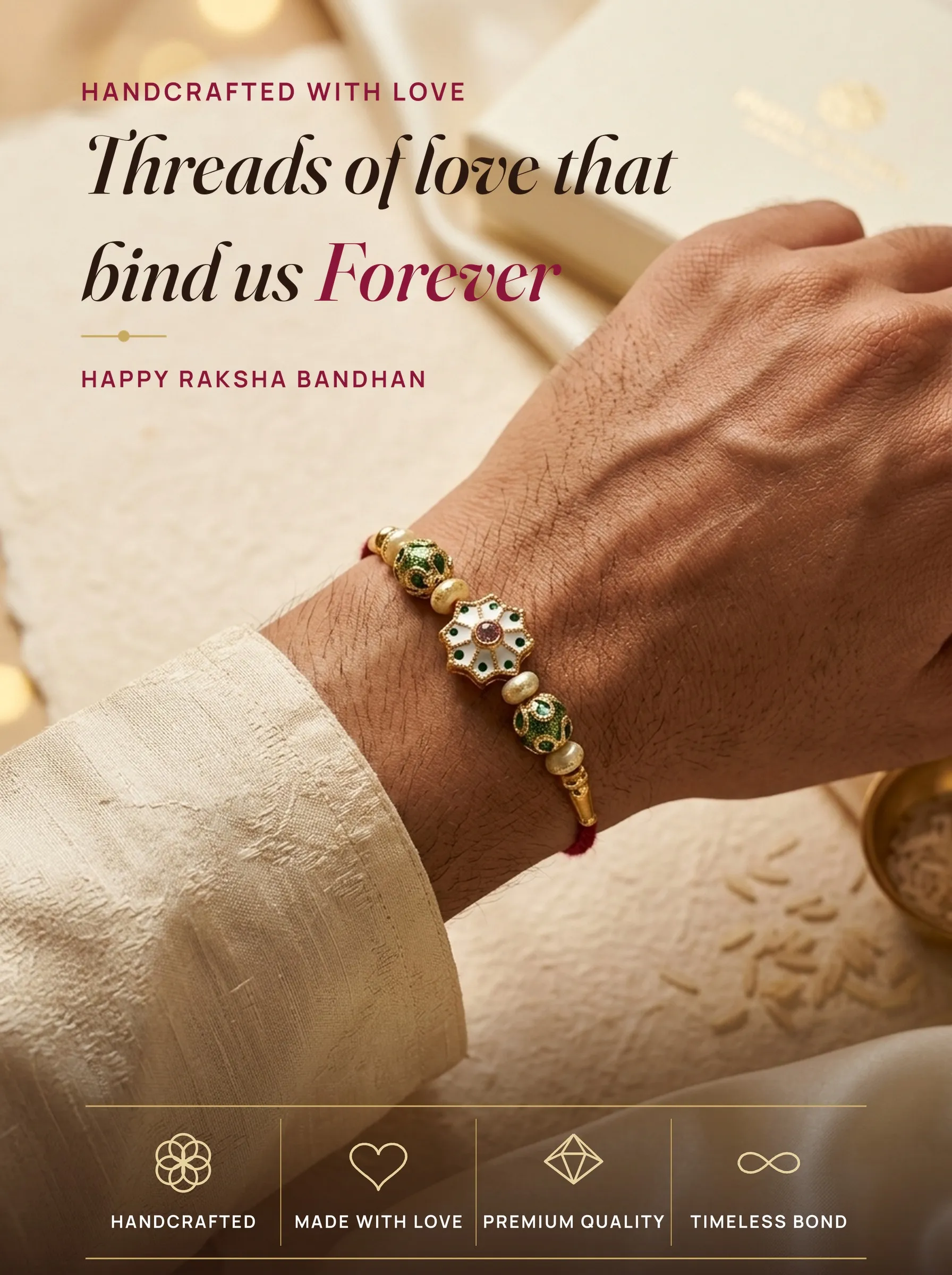 Green Shimmer Star Bead Rakhi – handmade Meenakari rakhi from Bikaner by Arihant Novelty