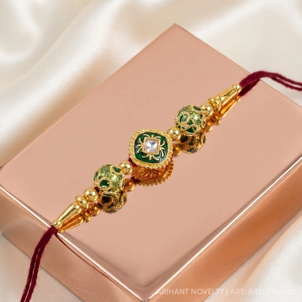 Green Square Meenakari Bead view 2