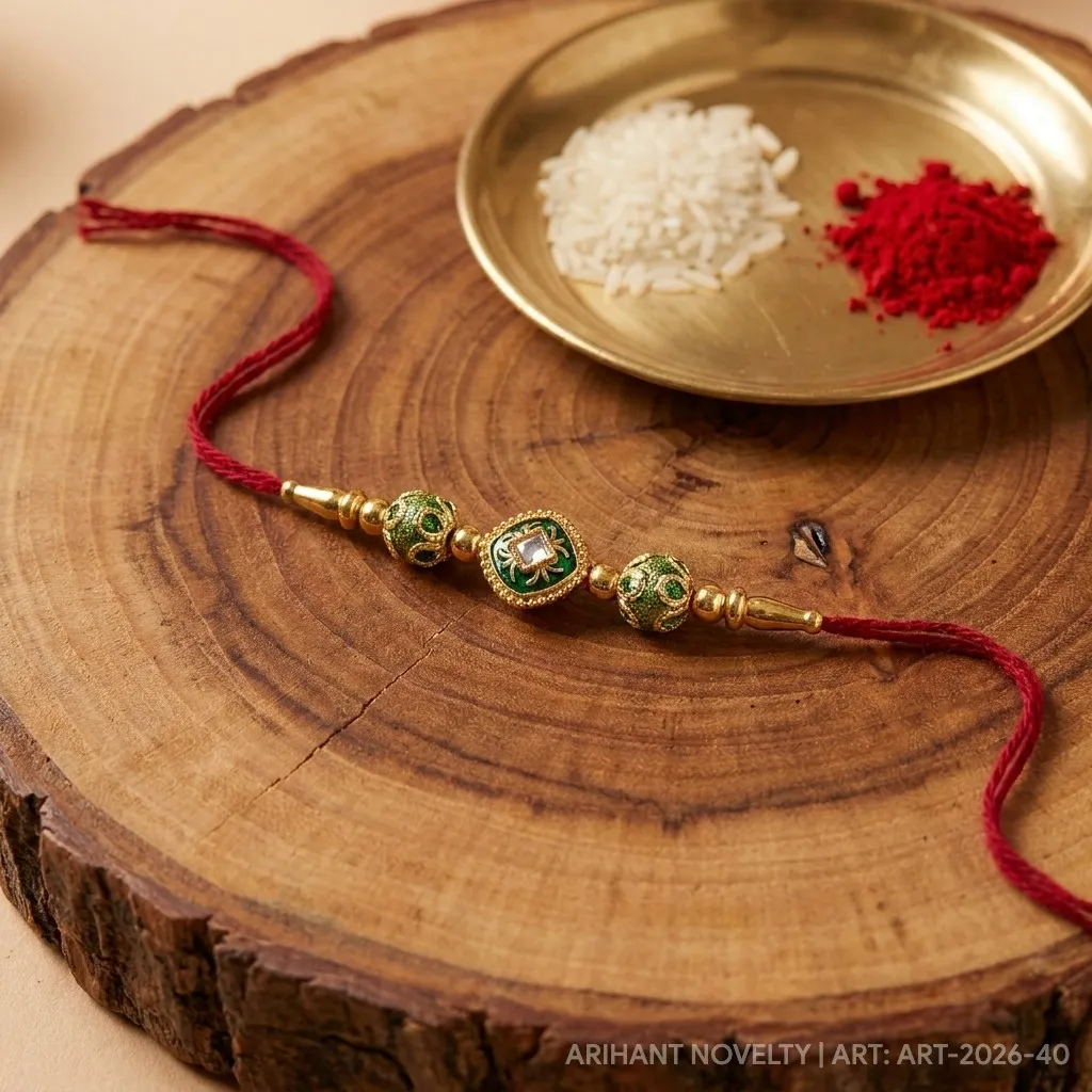 Green Square Meenakari Bead view 3