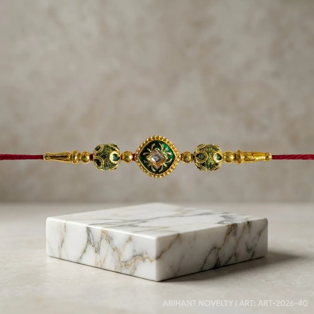 Green Square Meenakari Bead view 4