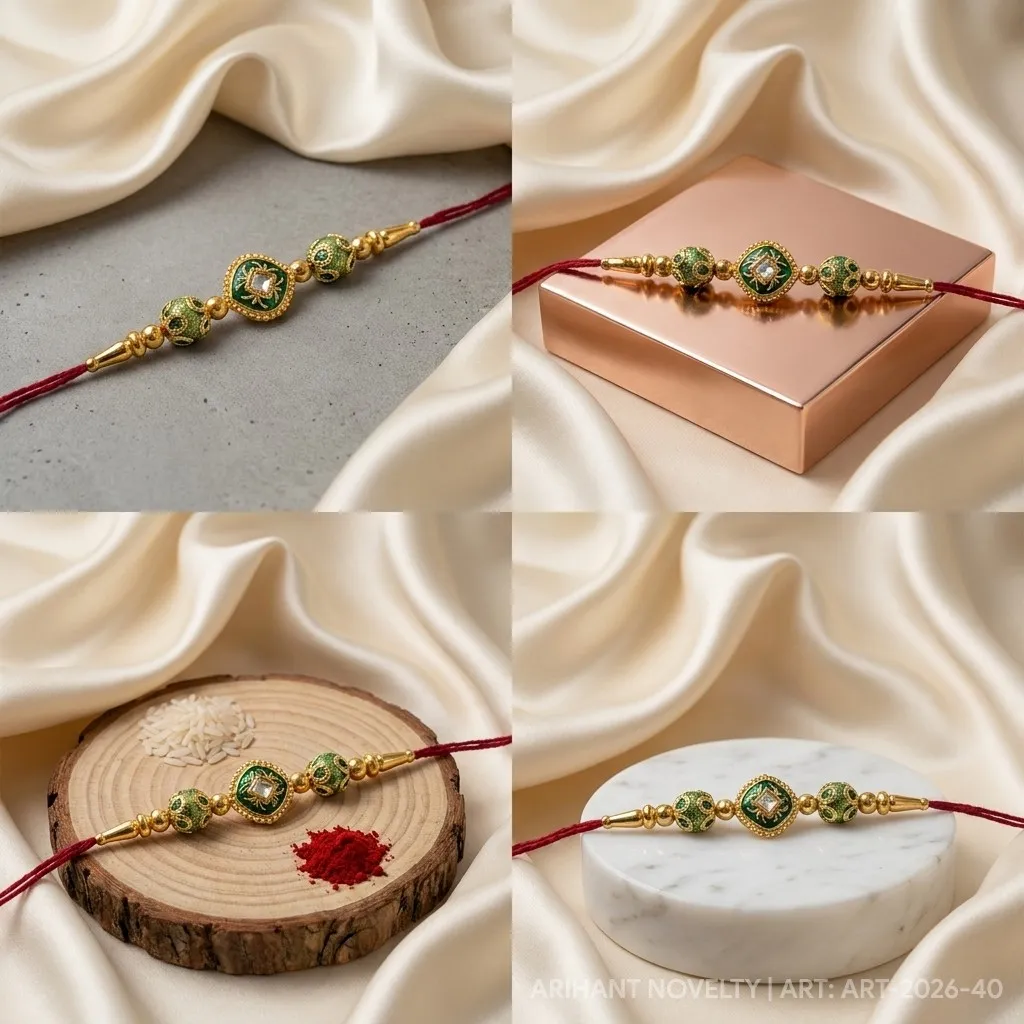 Green Square Meenakari Bead view 5