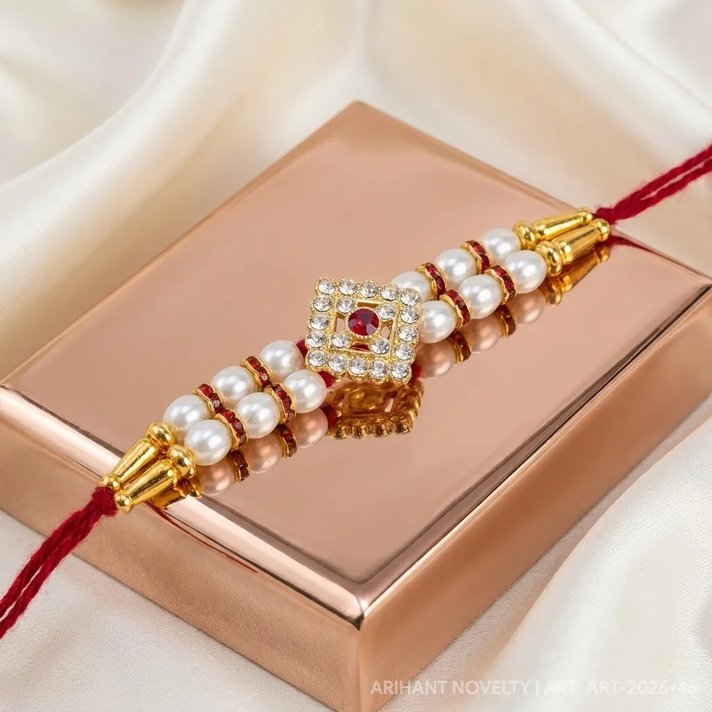 Diamond CZ Pearl & Red Ring view 2