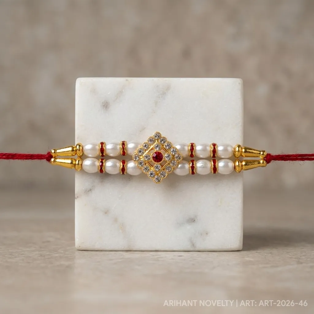 Diamond CZ Pearl & Red Ring view 4