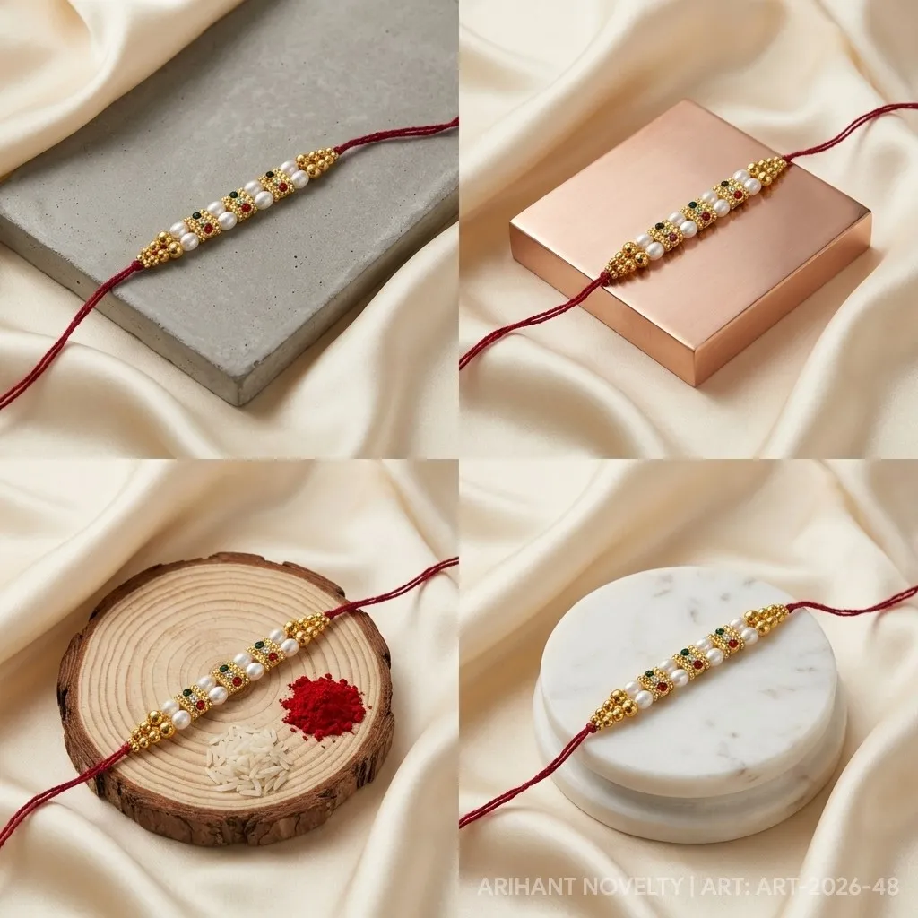 Multi-Gem Pearl Strand Rakhi view 5