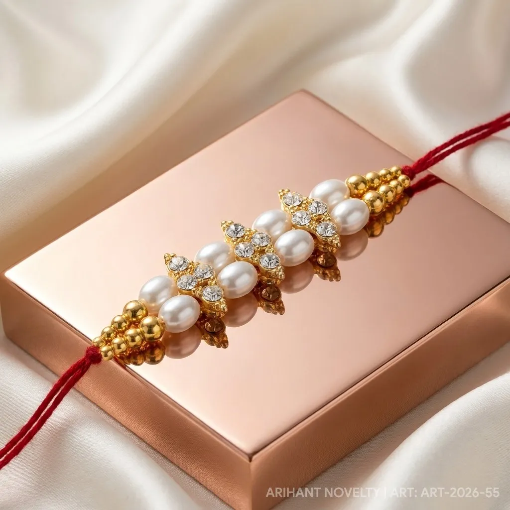 CZ Cluster Pearl Rakhi view 2