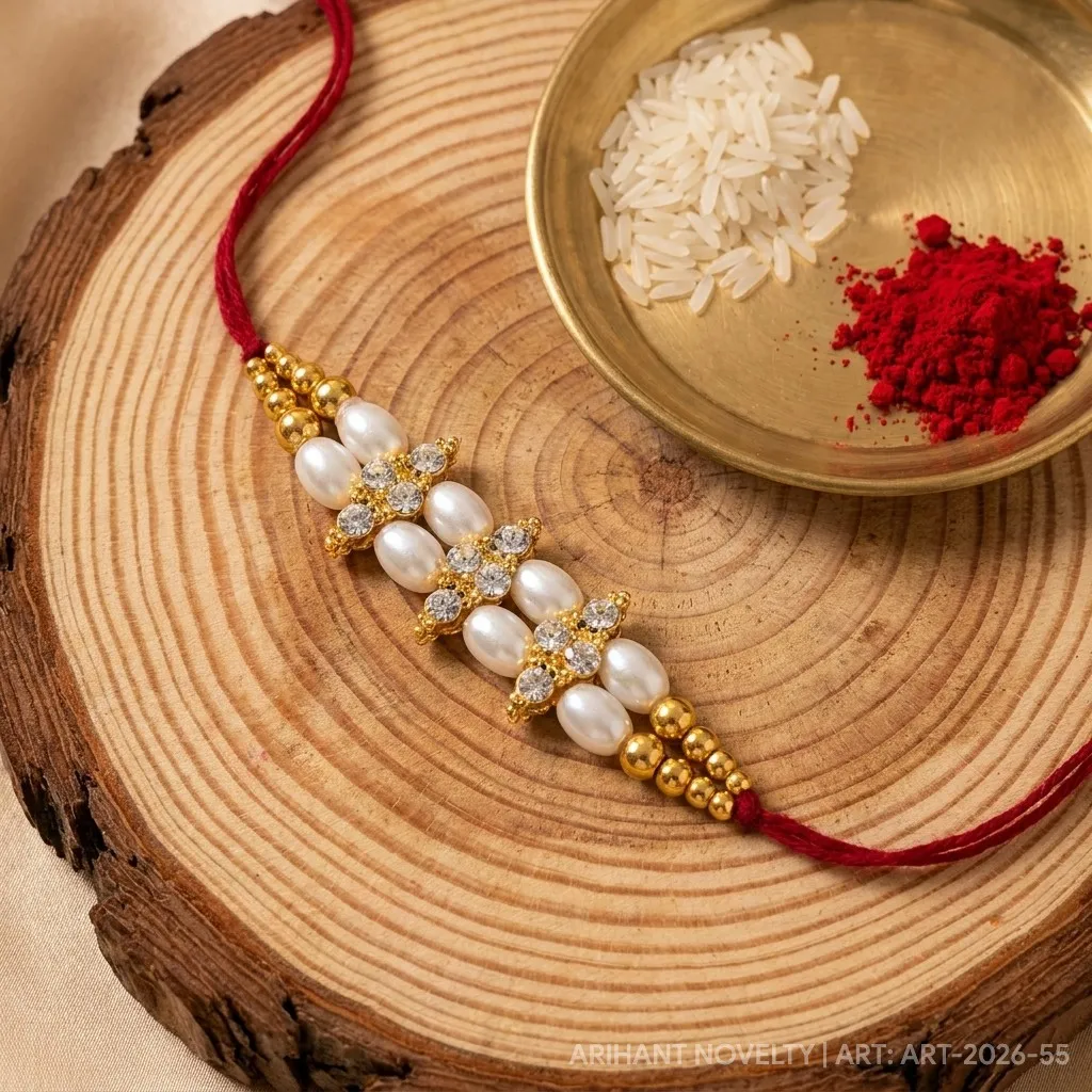 CZ Cluster Pearl Rakhi view 3