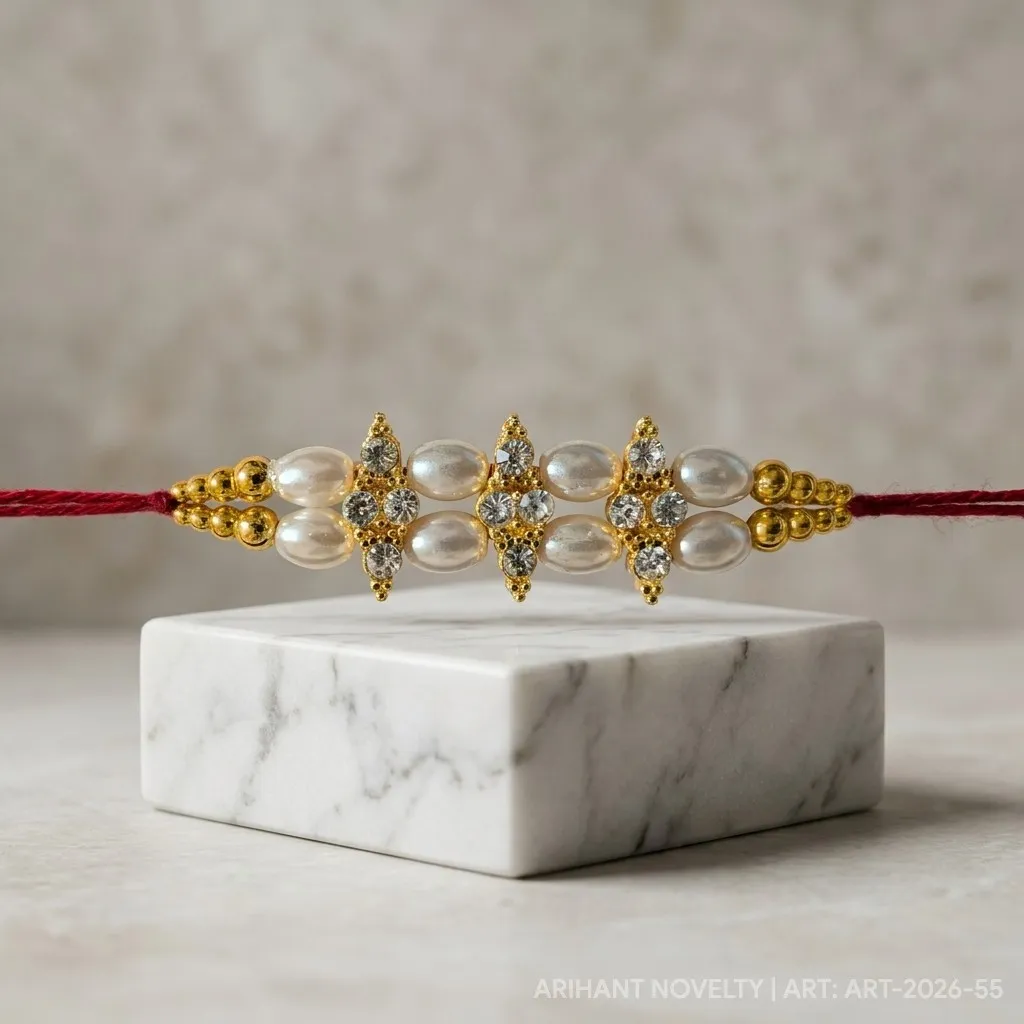 CZ Cluster Pearl Rakhi view 4