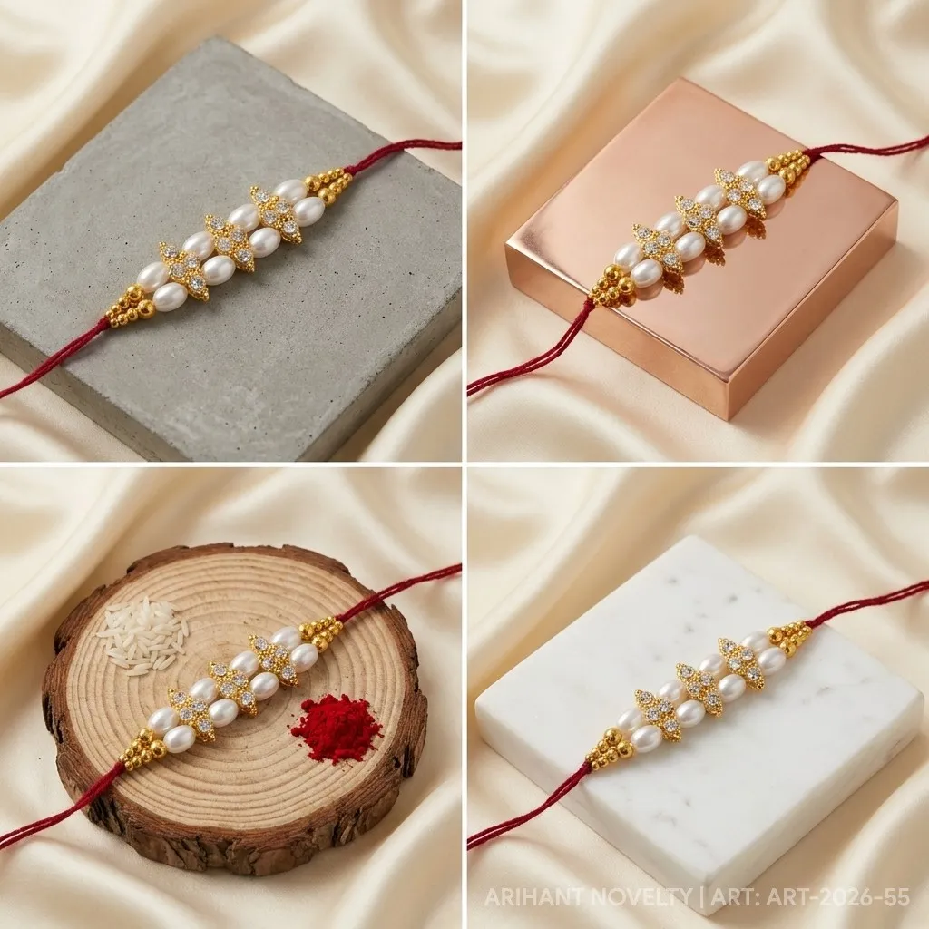 CZ Cluster Pearl Rakhi view 5