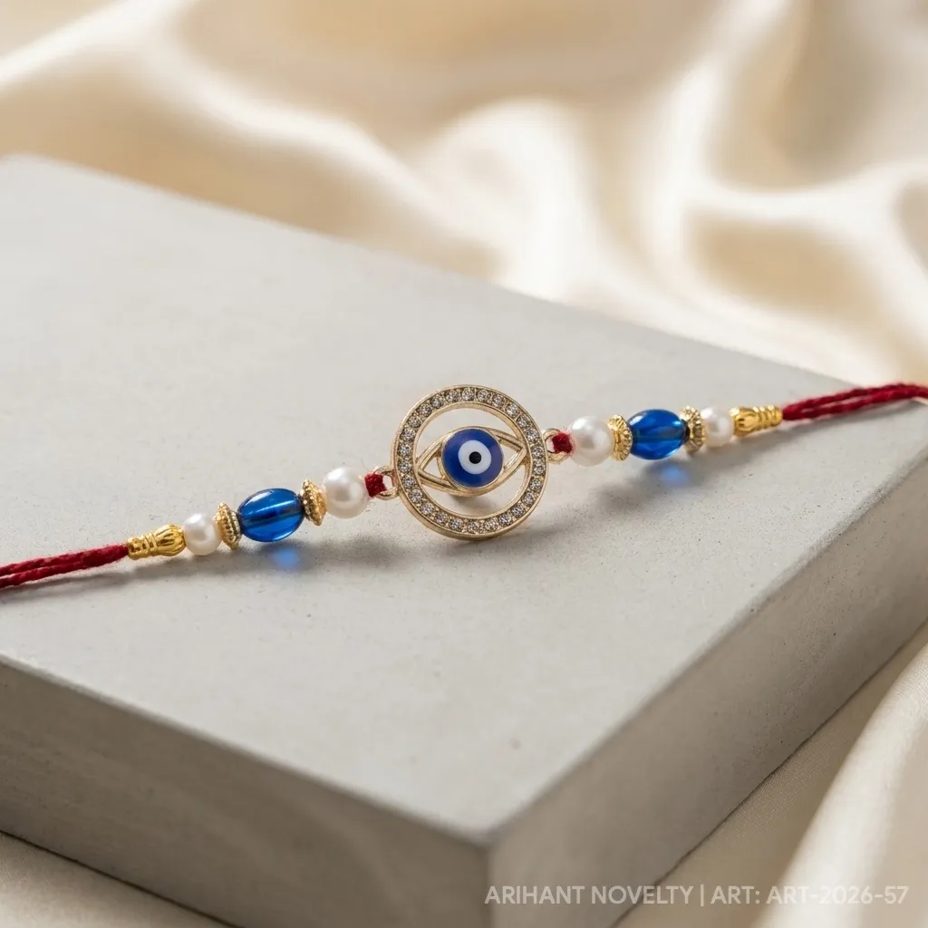 Evil Eye Diamond Ring – handmade Evil Eye rakhi from Bikaner by Arihant Novelty