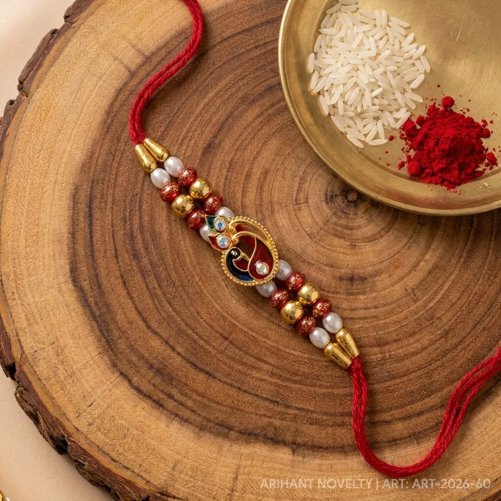 Red Paisley Meenakari Bead view 3