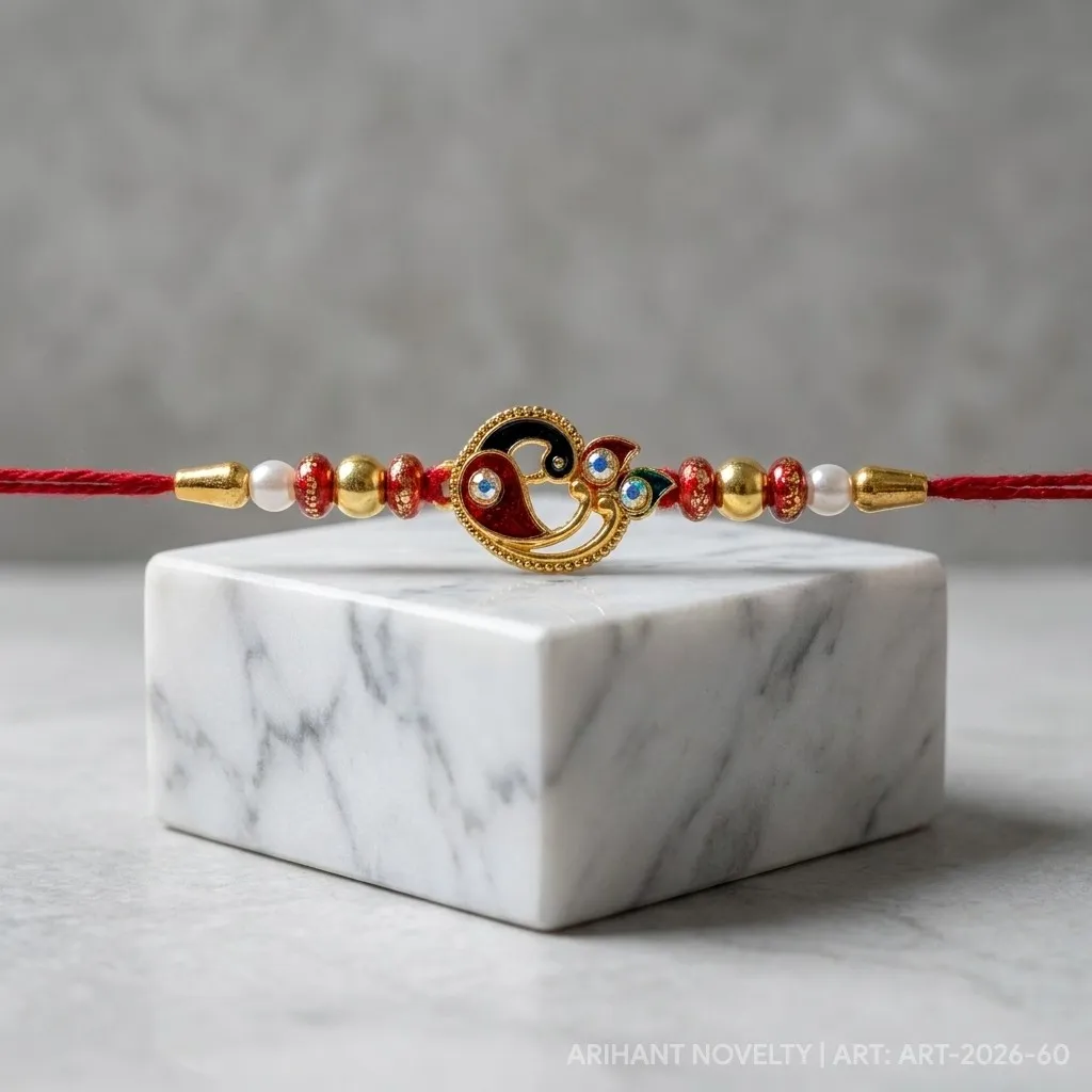 Red Paisley Meenakari Bead view 4