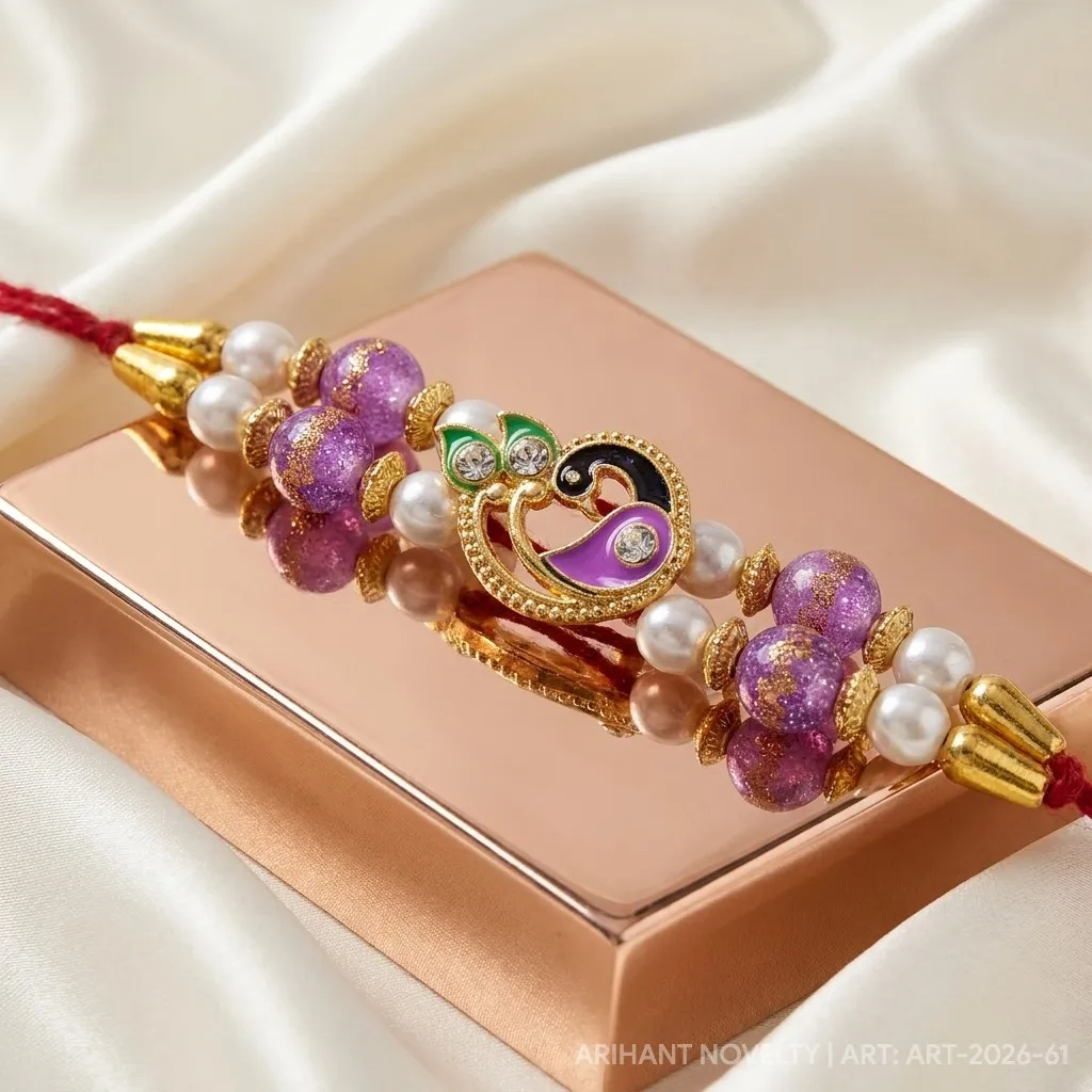 Violet Paisley Bead Rakhi view 2