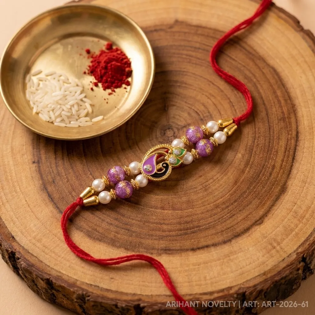 Violet Paisley Bead Rakhi view 3