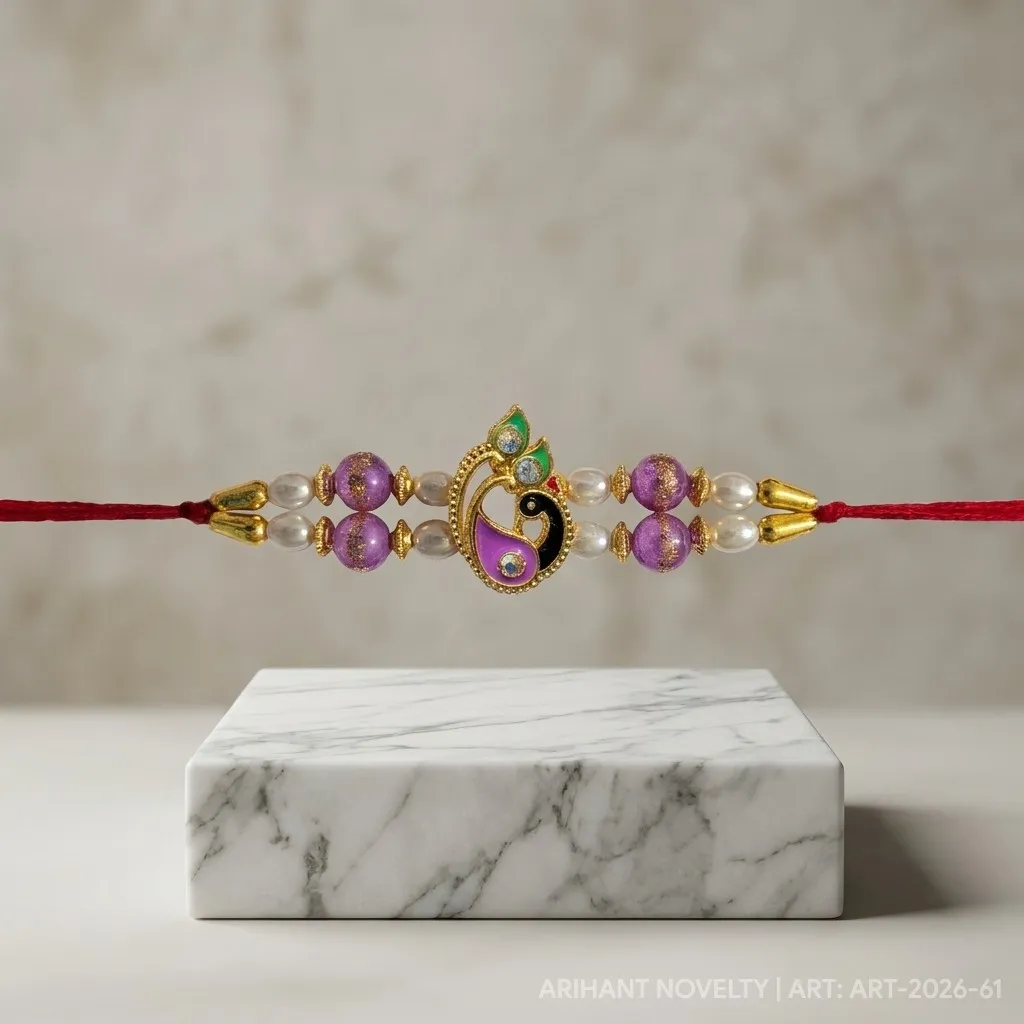 Violet Paisley Bead Rakhi view 4