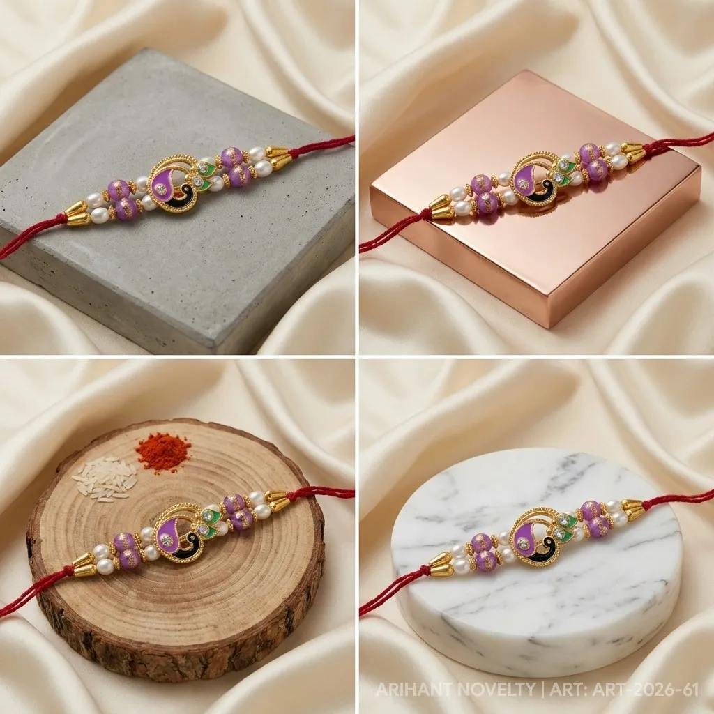 Violet Paisley Bead Rakhi view 5