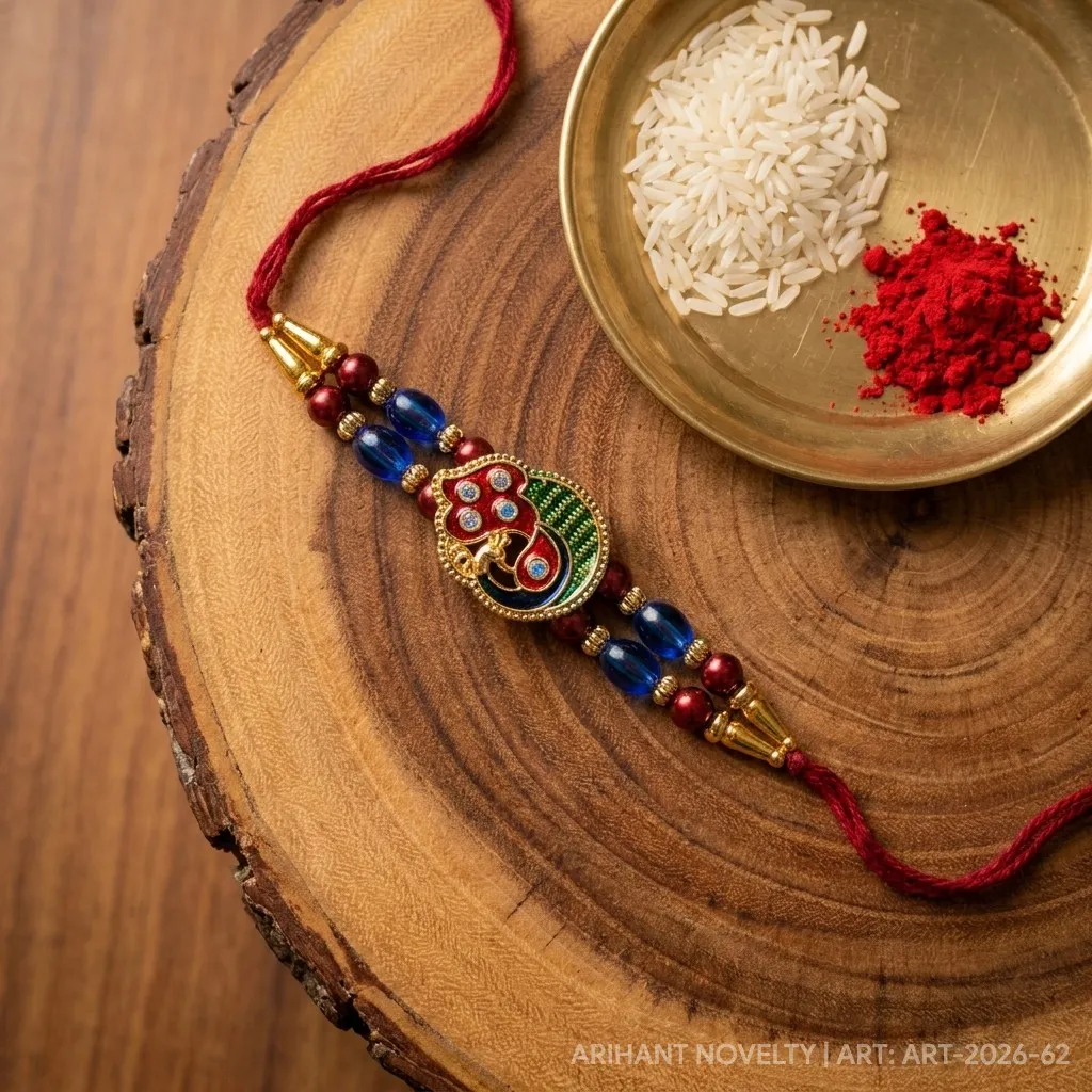 Ganesha Heart Meenakari Bead view 3