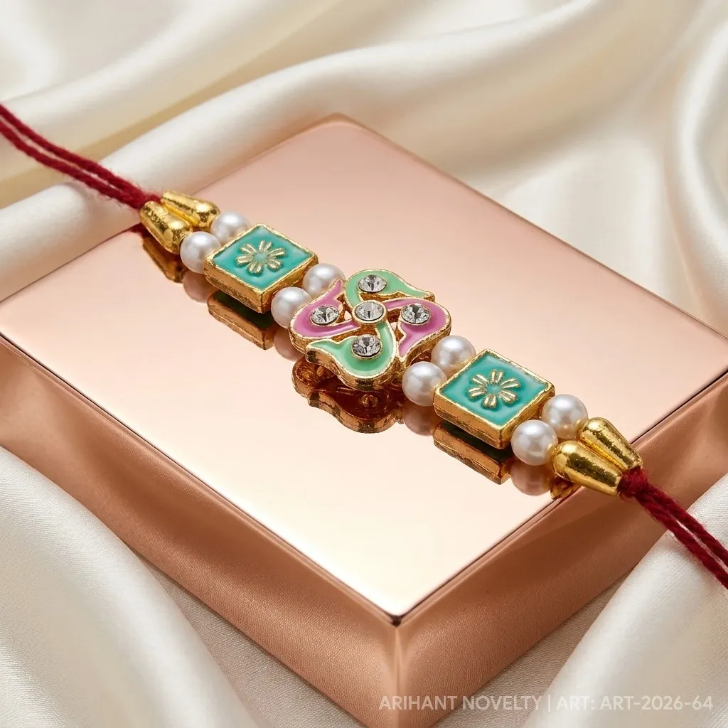 Teal OM Meenakari Pearl view 2